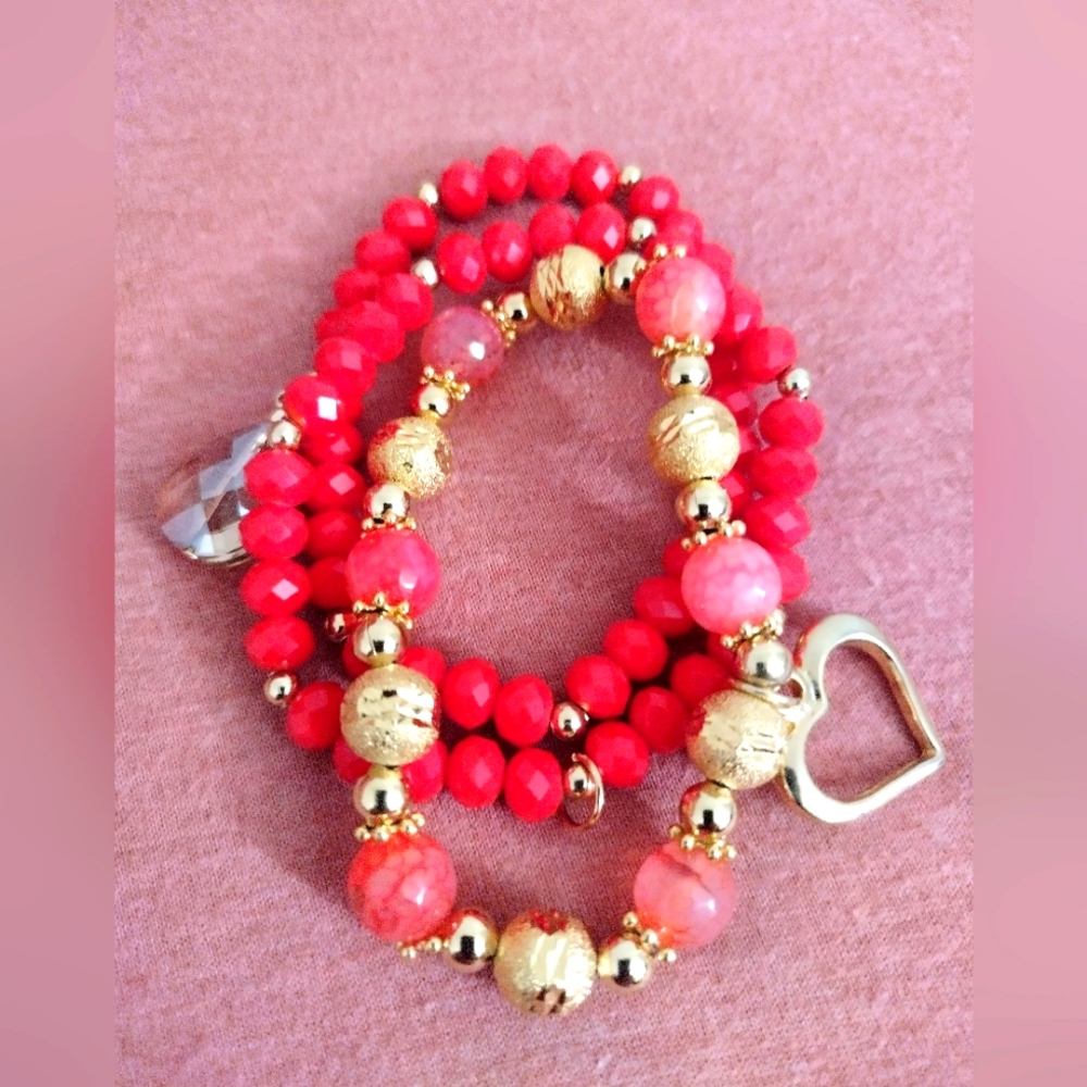 Pink quartz and Cristals bracelets